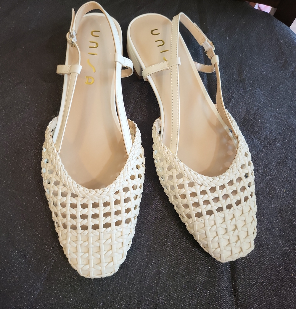 Unisa Cream Woven Slingback Flats